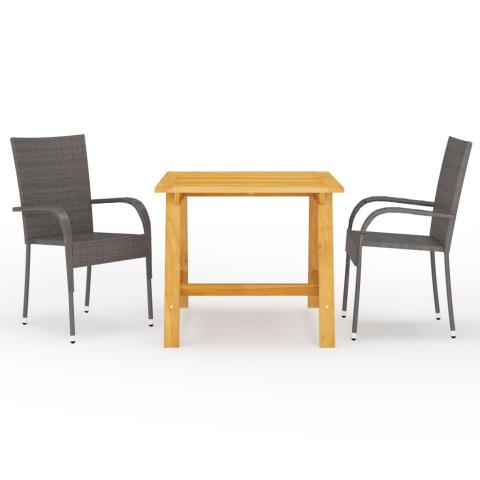 Ensemble de salle à manger de jardin meuble extérieur 3 pièces marron 02_0013641