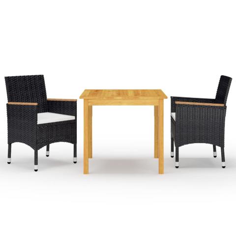 Ensemble de salle à manger de jardin meuble extérieur 3 pièces noir 02_0013654