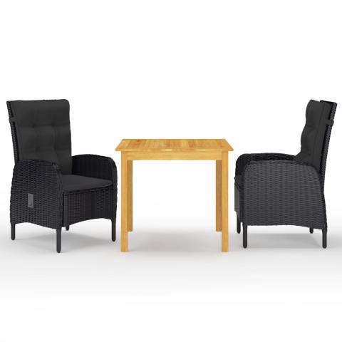 Ensemble de salle à manger de jardin meuble extérieur 3 pièces noir 02_0013662