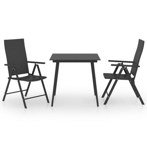 Ensemble de salle à manger de jardin meuble extérieur 3 pièces noir 02_0013665 Ensemble de salle à manger de jardin meuble extérieur 3 pièces noir 02_0013665