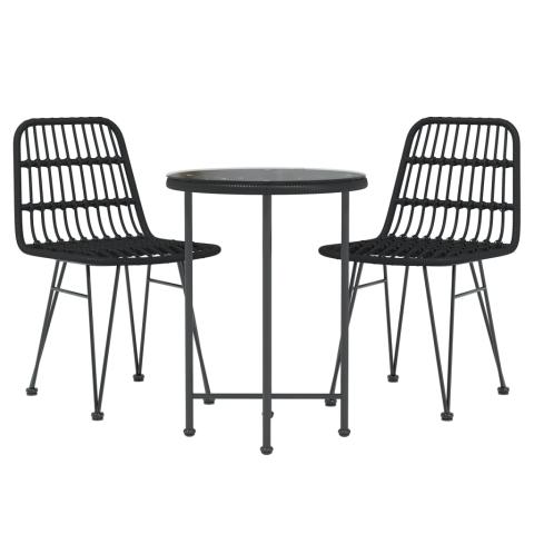 Ensemble de salle à manger de jardin meuble extérieur 3 pièces noir résine tressée 02_0013677