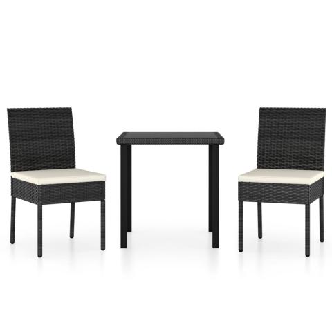 Ensemble de salle à manger de jardin meuble extérieur 3 pièces résine tressée noir 02_0013686