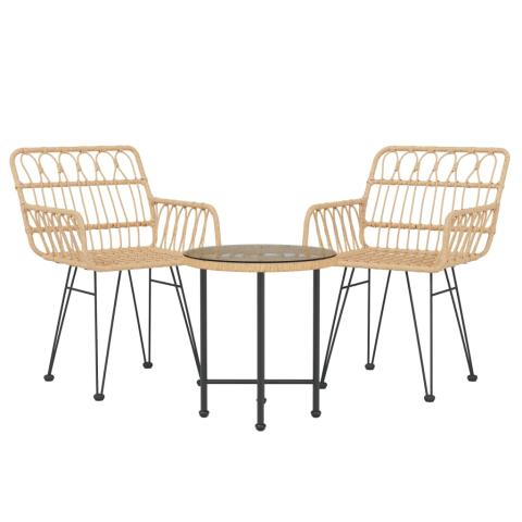 Ensemble de salle à manger de jardin meuble extérieur 3 pièces résine tressée 02_0013681
