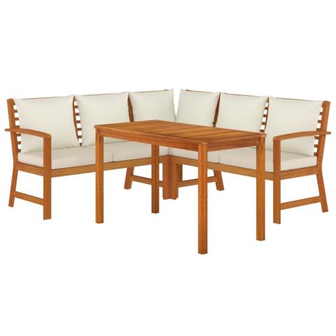 Ensemble de salle à manger de jardin meuble extérieur 4 pièces coussins bois acacia 02_0013693 Ensemble de salle à manger de jardin meuble extérieur 4 pièces coussins bois acacia 02_0013693