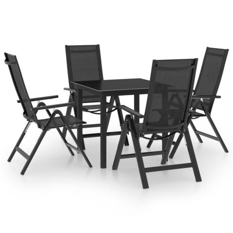 Ensemble de salle à manger de jardin meuble extérieur 5 pièces aluminium anthracite 02_0013697