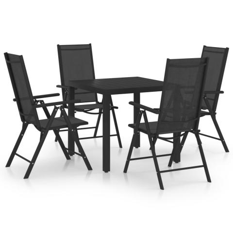 Ensemble de salle à manger de jardin meuble extérieur 5 pièces aluminium noir 02_0013699