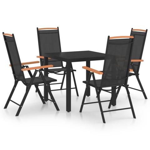 Ensemble de salle à manger de jardin meuble extérieur 5 pièces aluminium noir 02_0013700