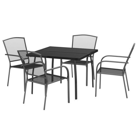 Ensemble de salle à manger de jardin meuble extérieur 5 pièces anthracite acier 02_0013706