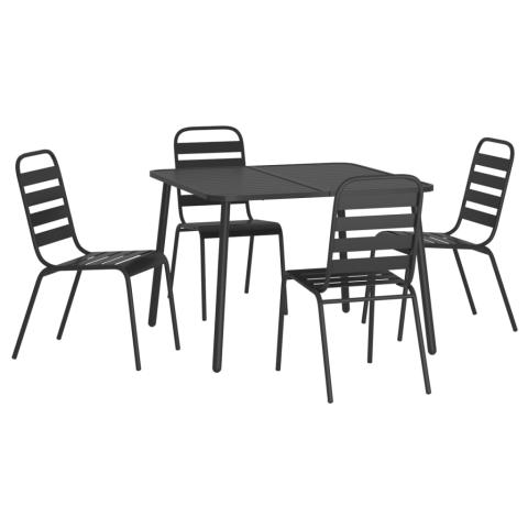 Ensemble de salle à manger de jardin meuble extérieur 5 pièces anthracite acier 02_0013709 Ensemble de salle à manger de jardin meuble extérieur 5 pièces anthracite acier 02_0013709