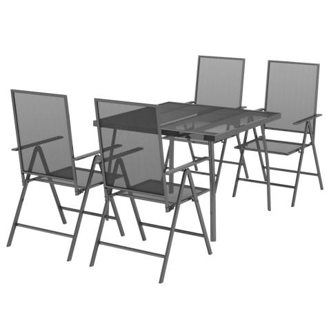 Ensemble de salle à manger de jardin meuble extérieur 5 pièces anthracite acier 02_0013710 Ensemble de salle à manger de jardin meuble extérieur 5 pièces anthracite acier 02_0013710