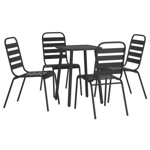 Ensemble de salle à manger de jardin meuble extérieur 5 pièces anthracite acier 02_0013712