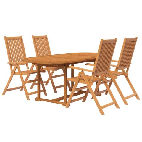 Ensemble de salle à manger de jardin meuble extérieur 5 pièces bois d'acacia massif 02_0013742