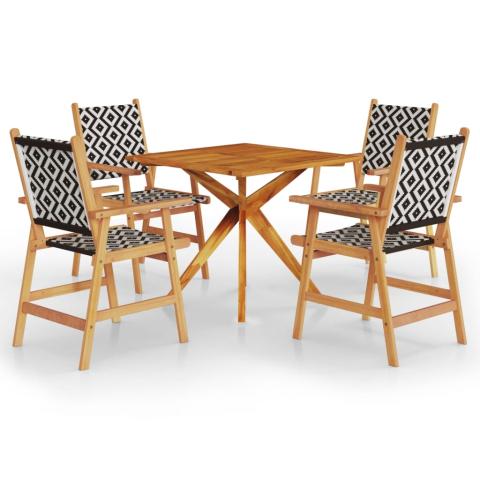 Ensemble de salle à manger de jardin meuble extérieur 5 pièces bois d'acacia massif 02_0013743