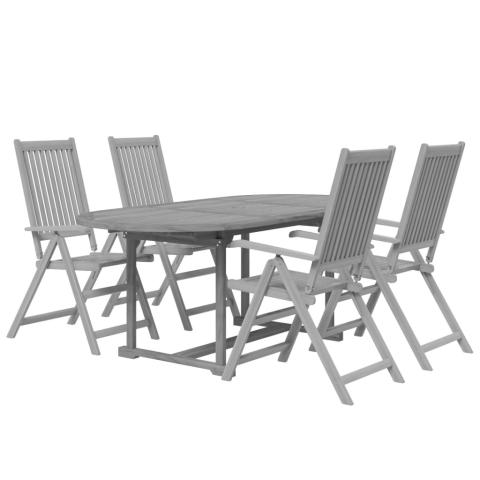 Ensemble de salle à manger de jardin meuble extérieur 5 pièces bois d'acacia massif 02_0013744