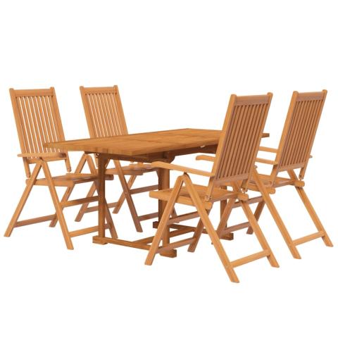 Ensemble de salle à manger de jardin meuble extérieur 5 pièces bois d'acacia massif 02_0013746