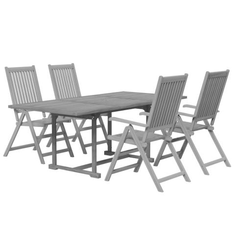 Ensemble de salle à manger de jardin meuble extérieur 5 pièces bois d'acacia massif 02_0013747