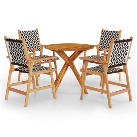 Ensemble de salle à manger de jardin meuble extérieur 5 pièces bois d'acacia solide 02_0013749
