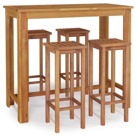 Ensemble de salle à manger de jardin meuble extérieur 5 pièces bois d'acacia solide 02_0013750