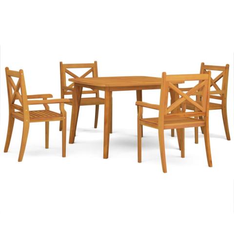 Ensemble de salle à manger de jardin meuble extérieur 5 pièces bois d'acacia solide 02_0013752