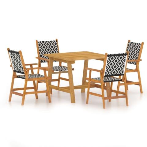 Ensemble de salle à manger de jardin meuble extérieur 5 pièces bois d'acacia solide 02_0013753