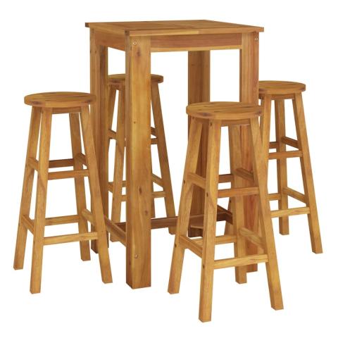 Ensemble de salle à manger de jardin meuble extérieur 5 pièces bois d'acacia solide 02_0013754