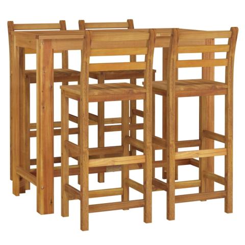 Ensemble de salle à manger de jardin meuble extérieur 5 pièces bois d'acacia solide 02_0013756