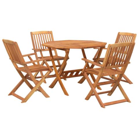 Ensemble de salle à manger de jardin meuble extérieur 5 pièces bois d'acacia solide 02_0013757