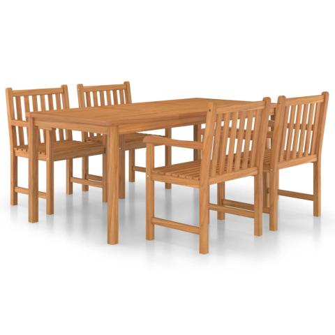 Ensemble de salle à manger de jardin meuble extérieur 5 pièces bois de teck massif 02_0013764