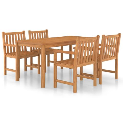 Ensemble de salle à manger de jardin meuble extérieur 5 pièces bois de teck massif 02_0013762