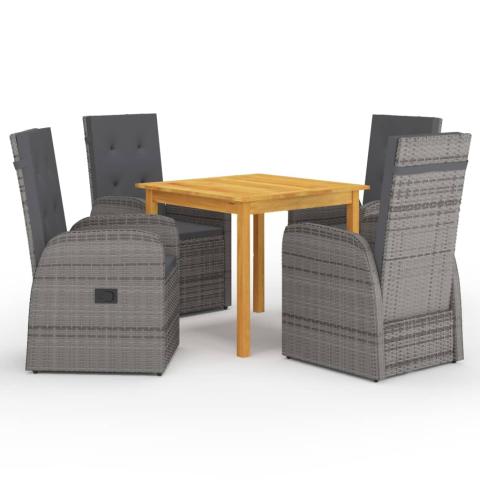 Ensemble de salle à manger de jardin meuble extérieur 5 pièces gris 02_0013776