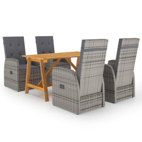 Ensemble de salle à manger de jardin meuble extérieur 5 pièces gris 02_0013779