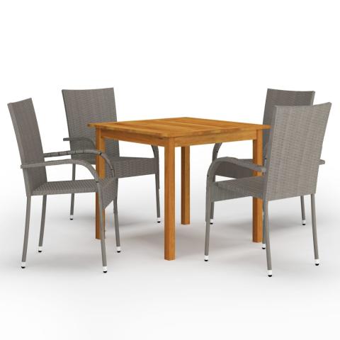 Ensemble de salle à manger de jardin meuble extérieur 5 pièces gris 02_0013786