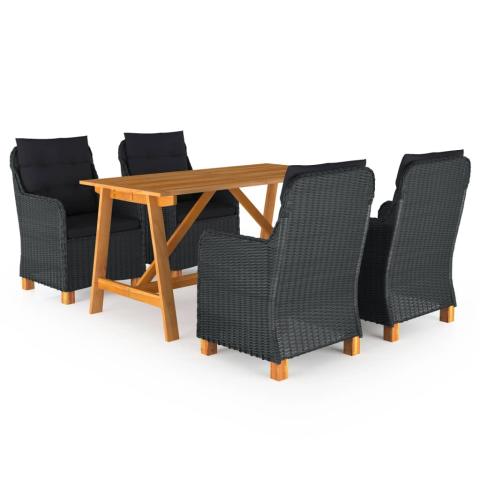 Ensemble de salle à manger de jardin meuble extérieur 5 pièces gris foncé 02_0013800