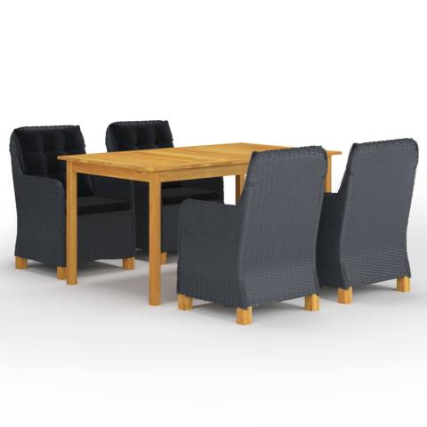 Ensemble de salle à manger de jardin meuble extérieur 5 pièces gris foncé 02_0013806