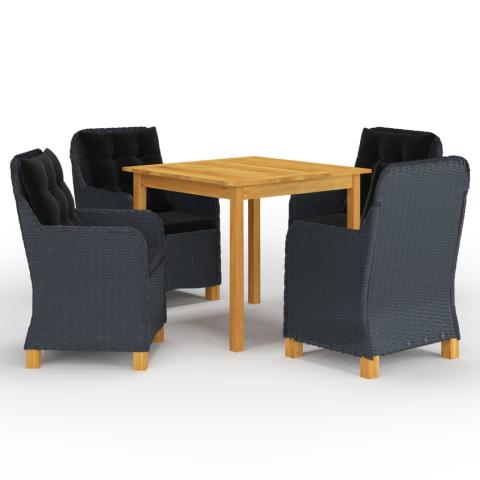 Ensemble de salle à manger de jardin meuble extérieur 5 pièces gris foncé 02_0013807