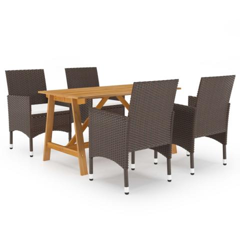 Ensemble de salle à manger de jardin meuble extérieur 5 pièces marron 02_0013817