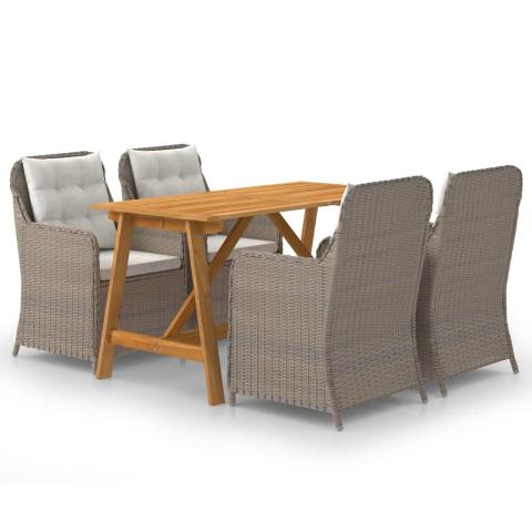 Ensemble de salle à manger de jardin meuble extérieur 5 pièces marron 02_0013828