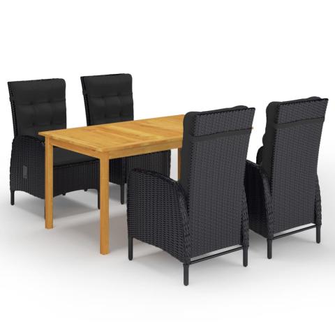 Ensemble de salle à manger de jardin meuble extérieur 5 pièces noir 02_0013834