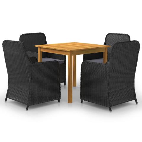 Ensemble de salle à manger de jardin meuble extérieur 5 pièces noir 02_0013874