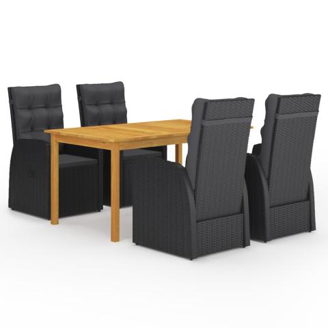 Ensemble de salle à manger de jardin meuble extérieur 5 pièces noir 02_0013875