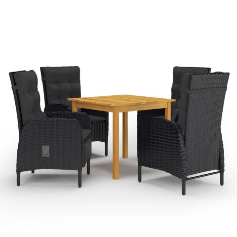 Ensemble de salle à manger de jardin meuble extérieur 5 pièces noir 02_0013879