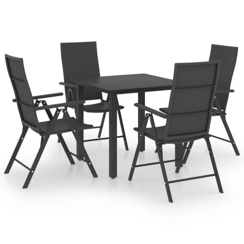 Ensemble de salle à manger de jardin meuble extérieur 5 pièces noir 02_0013887