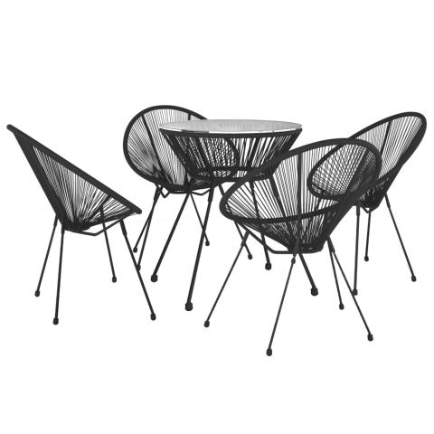 Ensemble de salle à manger de jardin meuble extérieur 5 pièces noir 02_0013894