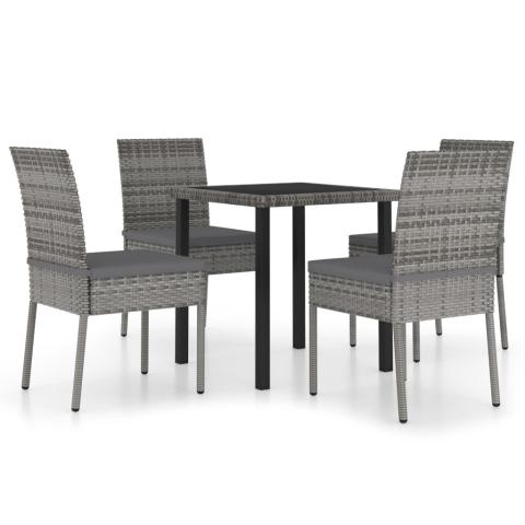Ensemble de salle à manger de jardin meuble extérieur 5 pièces résine tressée gris 02_0013907 Ensemble de salle à manger de jardin meuble extérieur 5 pièces résine tressée gris 02_0013907