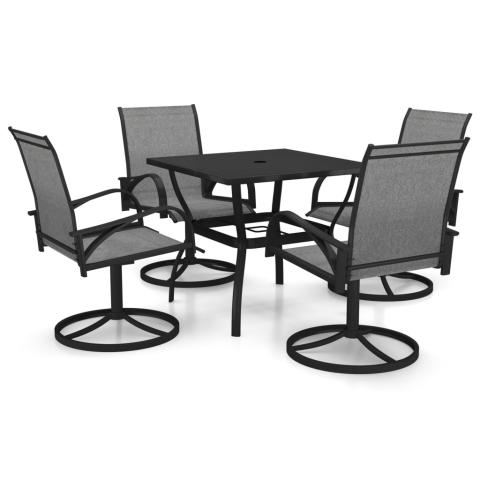 Ensemble de salle à manger de jardin meuble extérieur 5 pièces textilène et acier 02_0013910