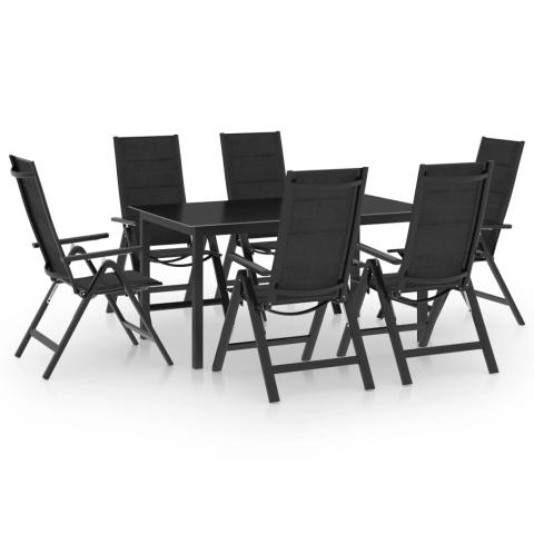 Ensemble de salle à manger de jardin meuble extérieur 7 pièces aluminium anthracite 02_0013916