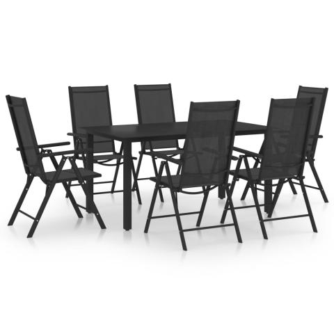 Ensemble de salle à manger de jardin meuble extérieur 7 pièces aluminium noir 02_0013917 Ensemble de salle à manger de jardin meuble extérieur 7 pièces aluminium noir 02_0013917