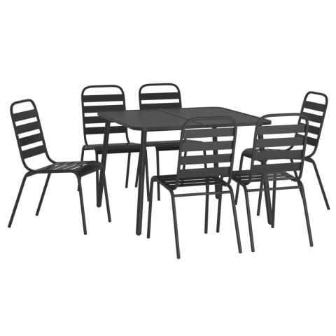 Ensemble de salle à manger de jardin meuble extérieur 7 pièces anthracite acier 02_0013924