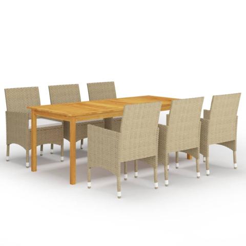 Ensemble de salle à manger de jardin meuble extérieur 7 pièces beige 02_0013929
