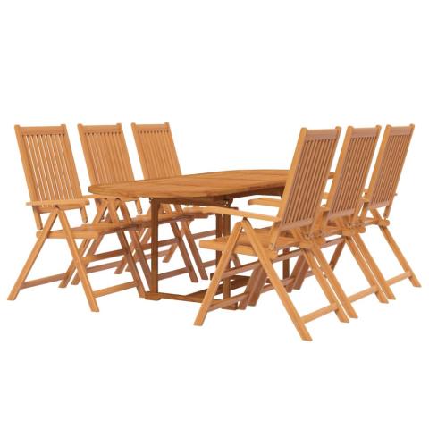Ensemble de salle à manger de jardin meuble extérieur 7 pièces bois d'acacia massif 02_0013933